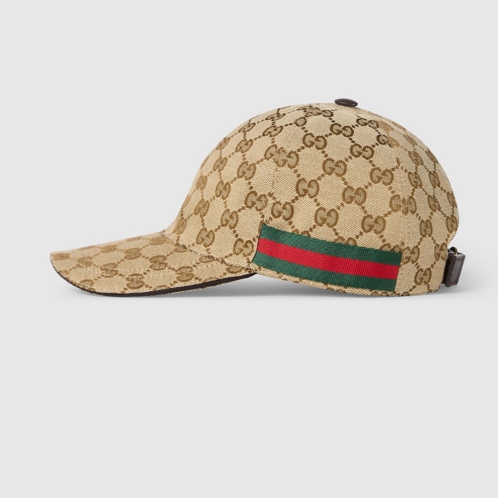 Gucci Tan Monogram Cap with Green and Red Stripe - Picture 4 of 4